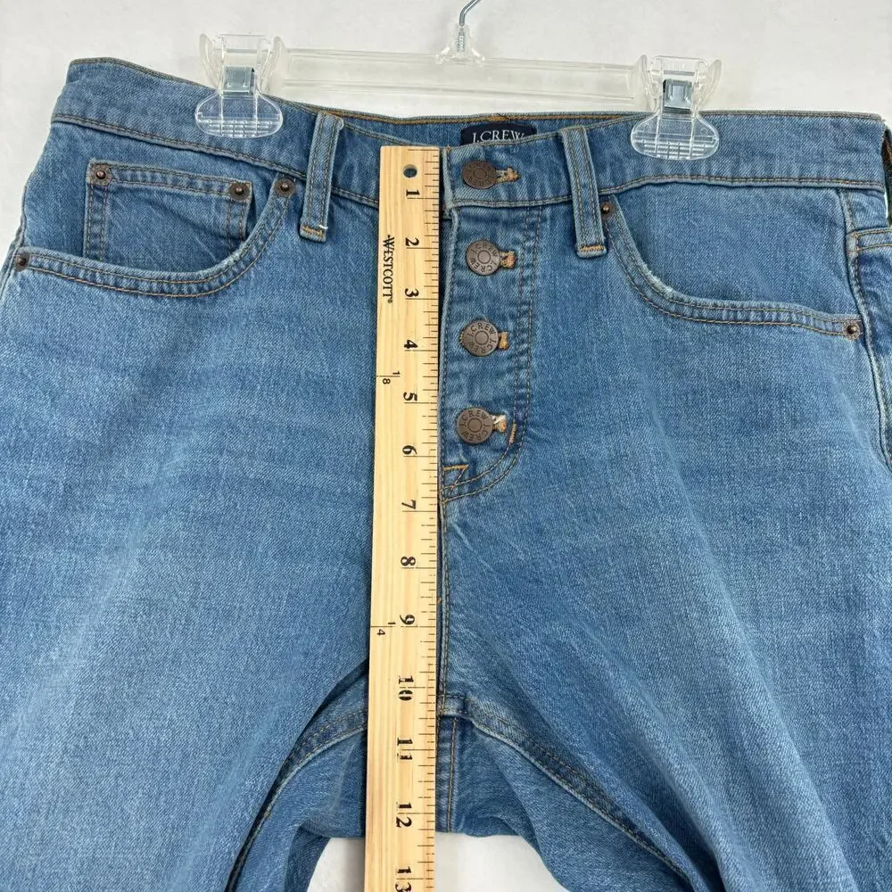 J. Crew Mid Rise Flare Crop Jeans‎ Stretch Denim Button Fly Women's Size 28